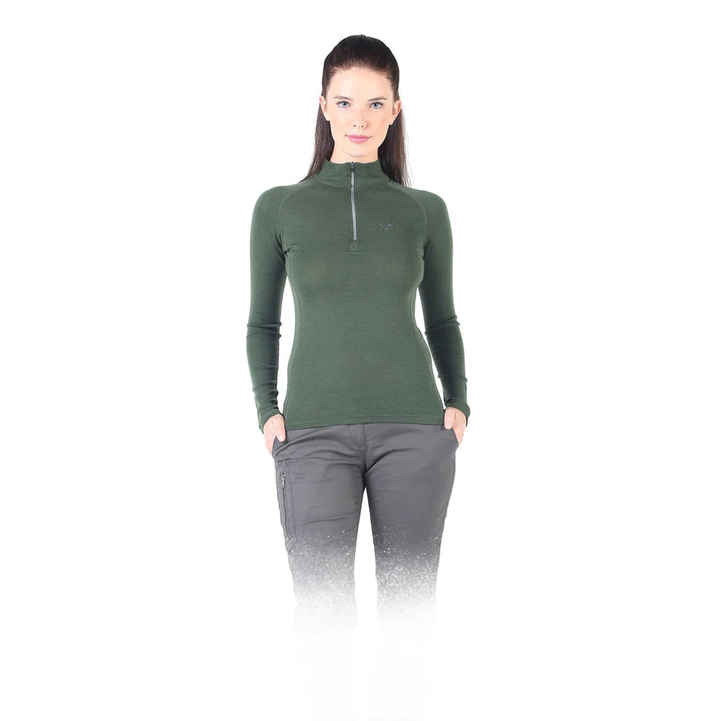 Vega - Bluză cu mânecă lungă (cu fermoar) - 100% Lână Merino