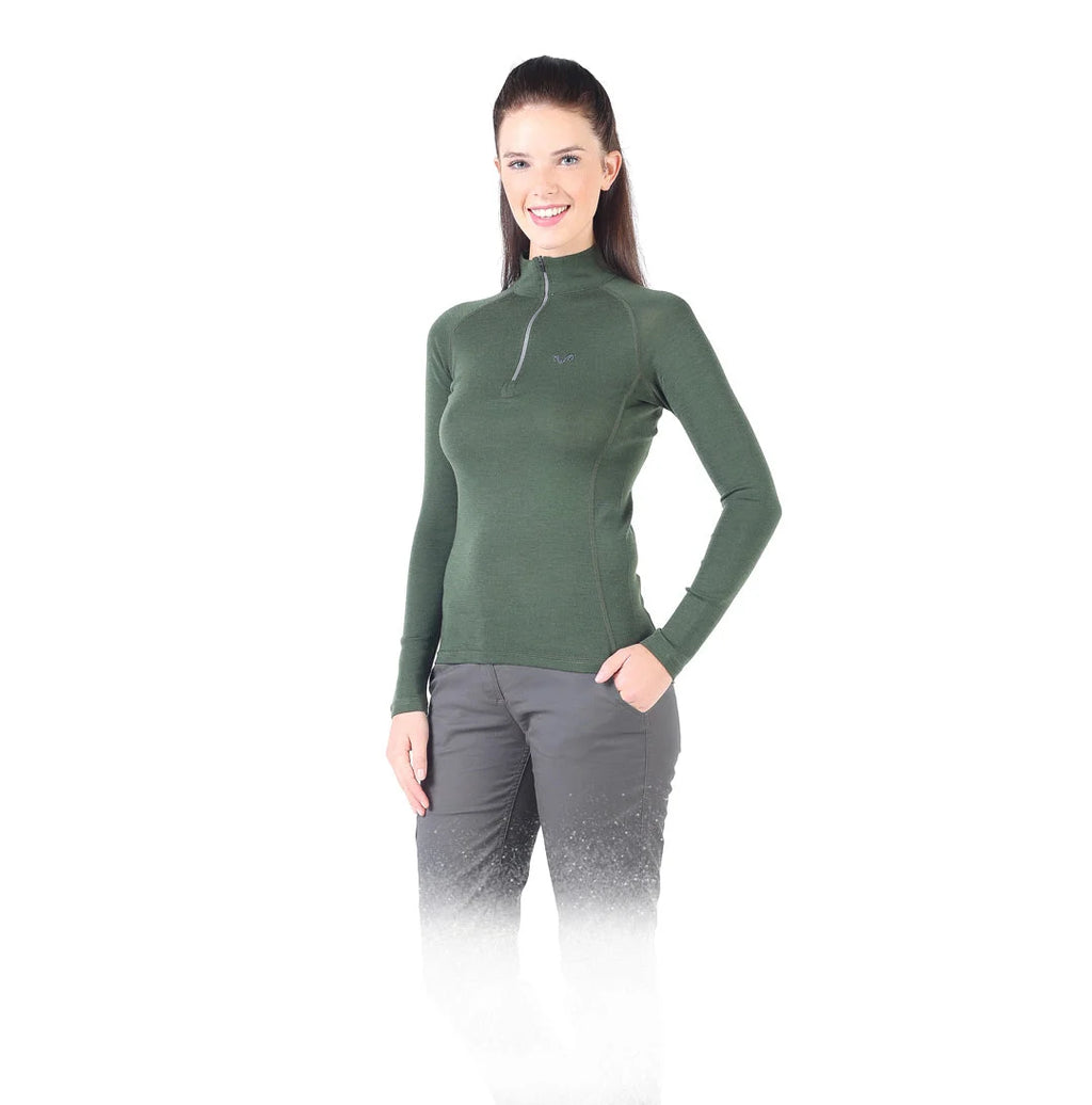 Vega - Bluză cu mânecă lungă (cu fermoar) - 100% Lână Merino