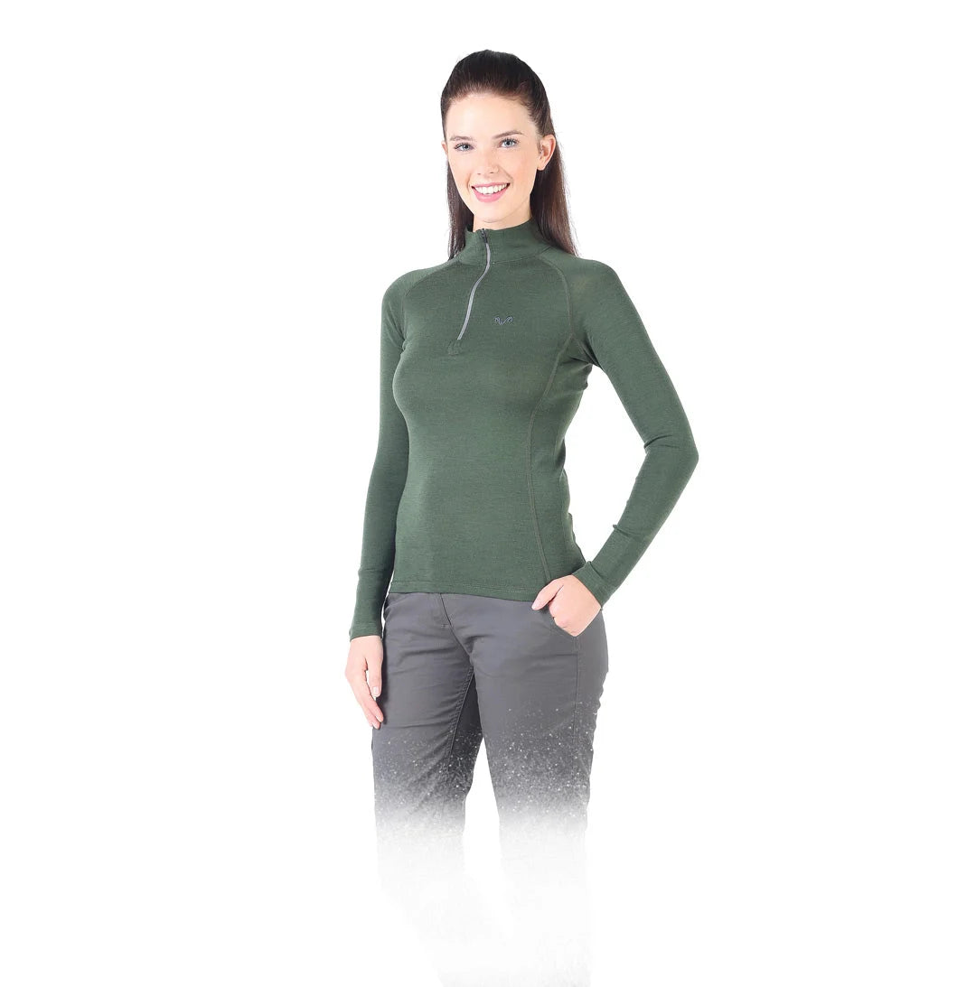 Vega - Bluză cu mânecă lungă (cu fermoar) - 100% Lână Merino